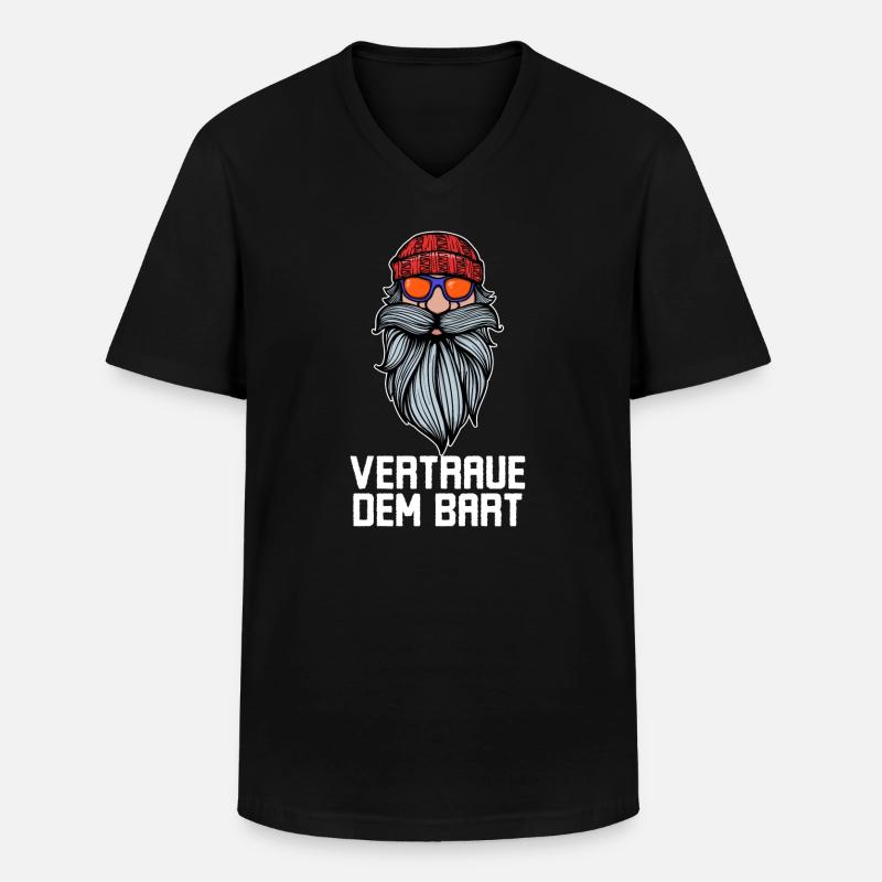 Humorvoll Bart Ziegenbart Statement Bartfrisur - Männer-T-Shirt mit V-Ausschnitt - Schwarz