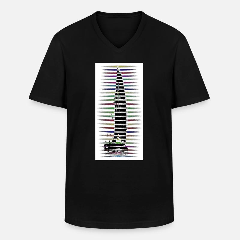 Katamaran Segelboot Schiff - Männer-T-Shirt mit V-Ausschnitt - Schwarz
