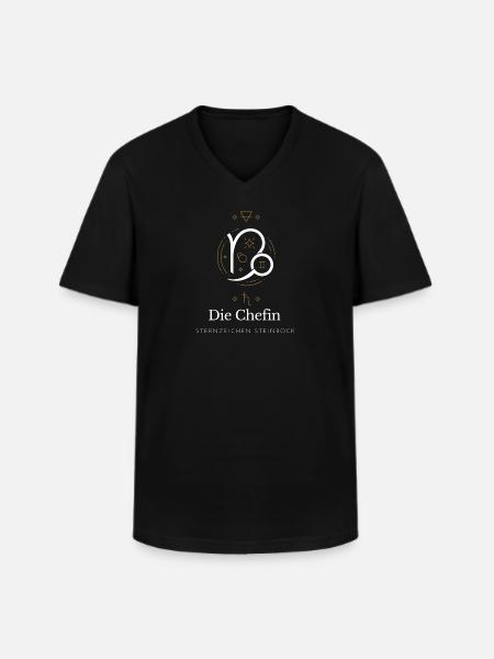 Steinbock Chefin Stil Grafik - Männer-T-Shirt mit V-Ausschnitt - Schwarz