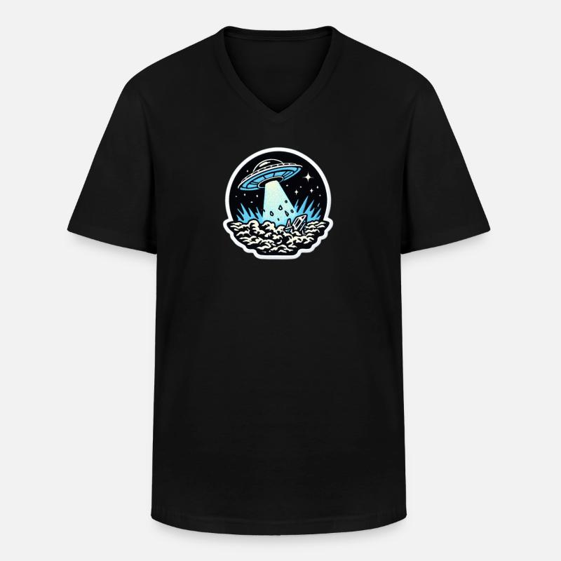 UFO-Lichtstrahl Patch - Männer-T-Shirt mit V-Ausschnitt - Schwarz