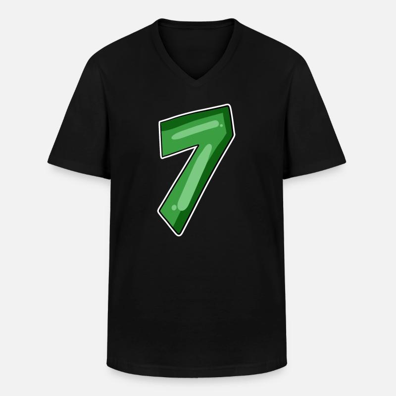 Zahl 7 Nummer - Männer-T-Shirt mit V-Ausschnitt - Schwarz