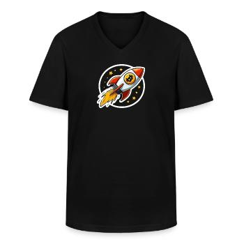 Bitcoin Rakete hebt ab zu den Sternen - Männer-T-Shirt mit V-Ausschnitt - Schwarz - Vorne - AI Model Male 178 dark (178cm)