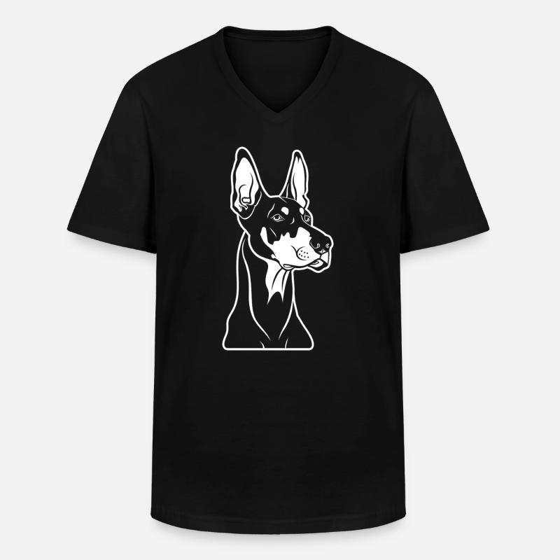 Dobermann - Männer-T-Shirt mit V-Ausschnitt - Schwarz