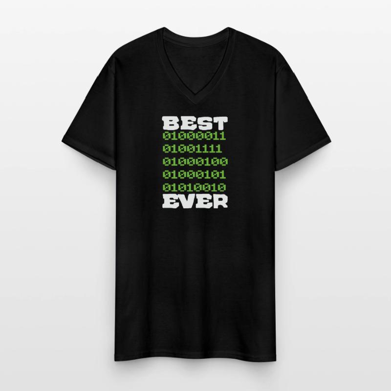Best Coder ever Father Men Funny Nerd Männer-T-Shirt mit V-Ausschnitt