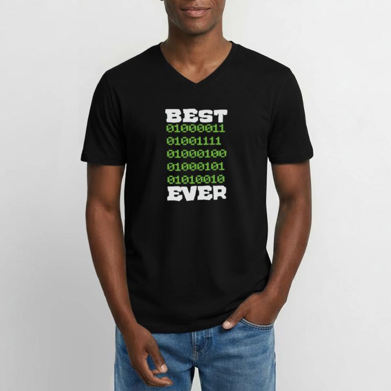 Best Coder ever Father Men Funny Nerd Männer-T-Shirt mit V-Ausschnitt
