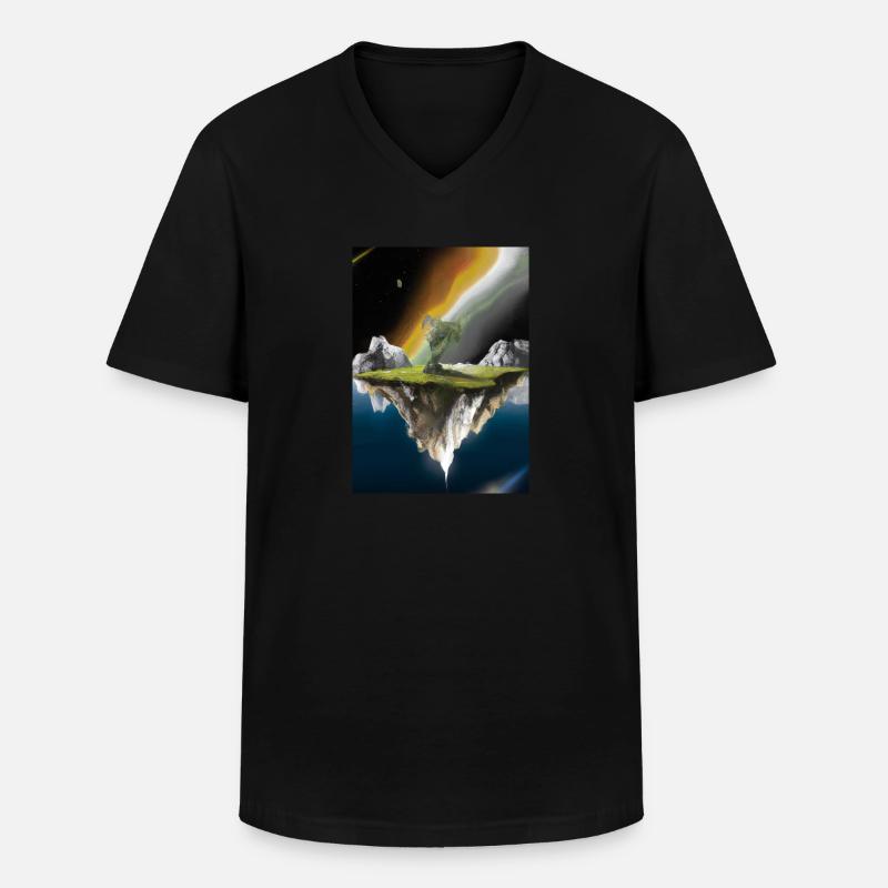 Flying Island Outer Space - Männer-T-Shirt mit V-Ausschnitt - Schwarz