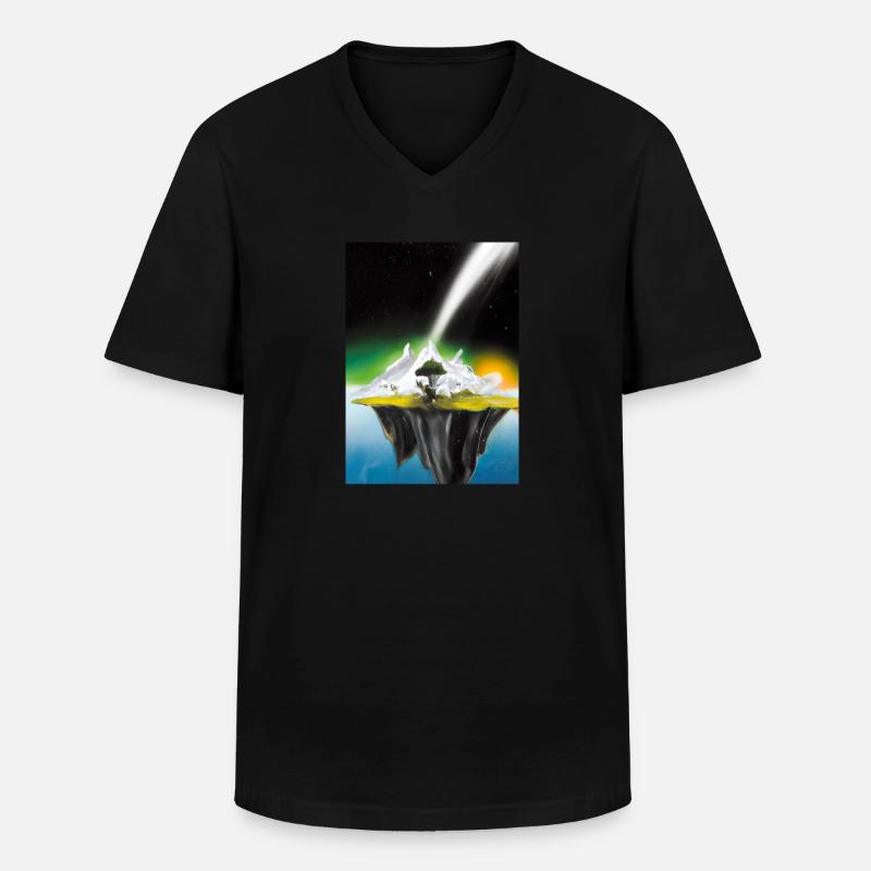 Flying Island Outer Space - Männer-T-Shirt mit V-Ausschnitt - Schwarz