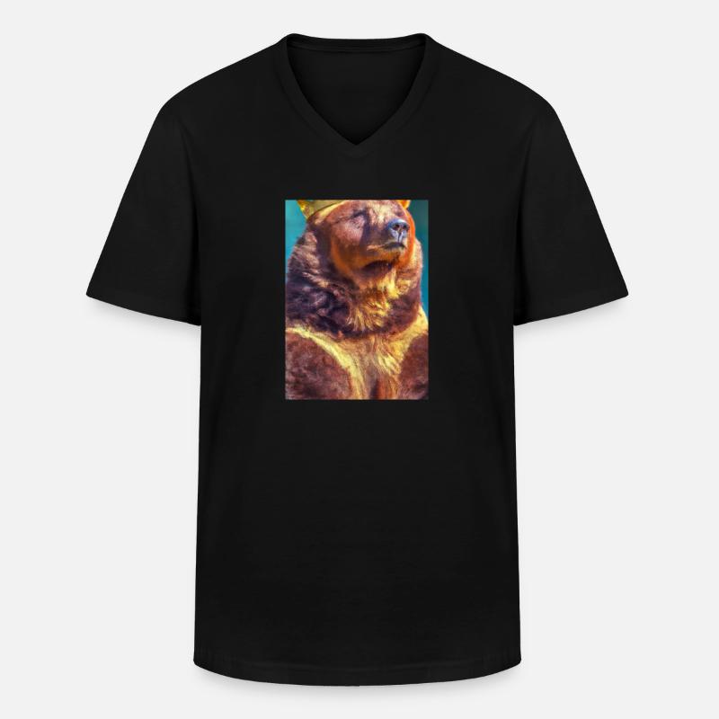 Bär mit Krone - Männer-T-Shirt mit V-Ausschnitt - Schwarz