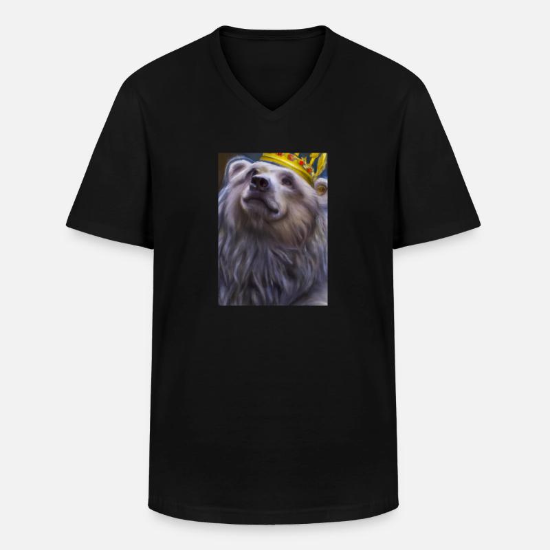 Bär mit Krone - Männer-T-Shirt mit V-Ausschnitt - Schwarz