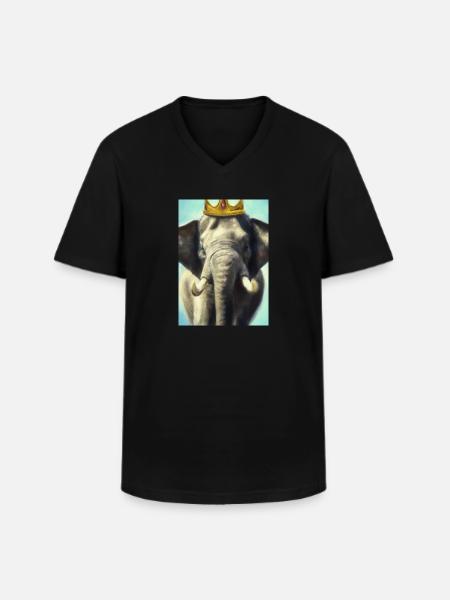 Elefant mit Krone - Männer-T-Shirt mit V-Ausschnitt - Schwarz