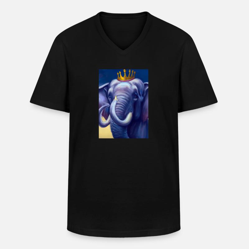 Elefant mit Krone - Männer-T-Shirt mit V-Ausschnitt - Schwarz