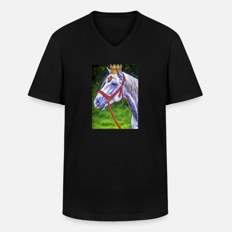 Pferd mit Krone - Männer-T-Shirt mit V-Ausschnitt - Schwarz