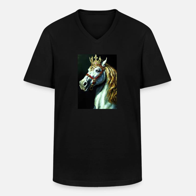 Pferd mit Krone - Männer-T-Shirt mit V-Ausschnitt - Schwarz