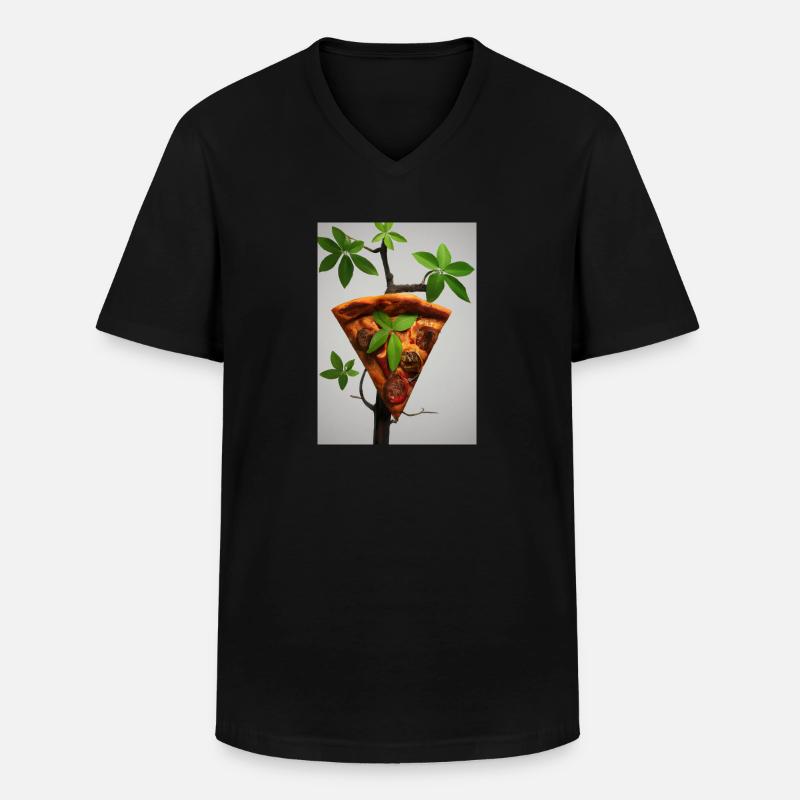 Wachsende Pizza - Männer-T-Shirt mit V-Ausschnitt - Schwarz
