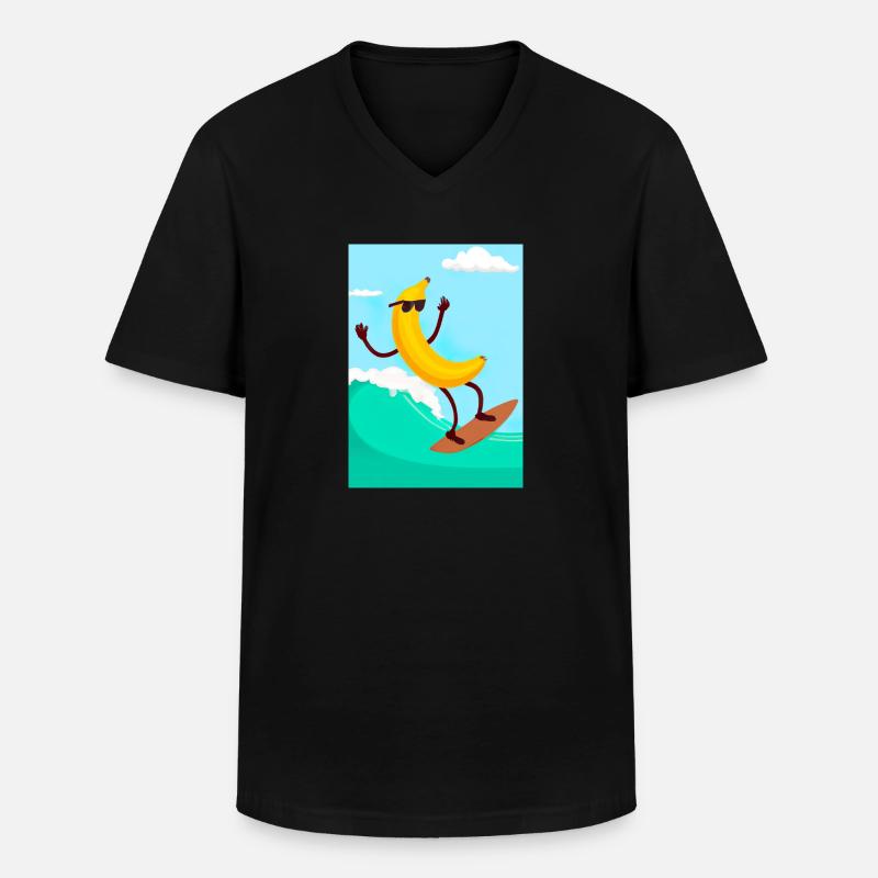 Surfen Banane - Männer-T-Shirt mit V-Ausschnitt - Schwarz