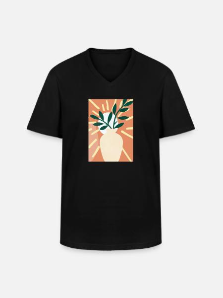 Florale Blumenformen - Männer-T-Shirt mit V-Ausschnitt - Schwarz