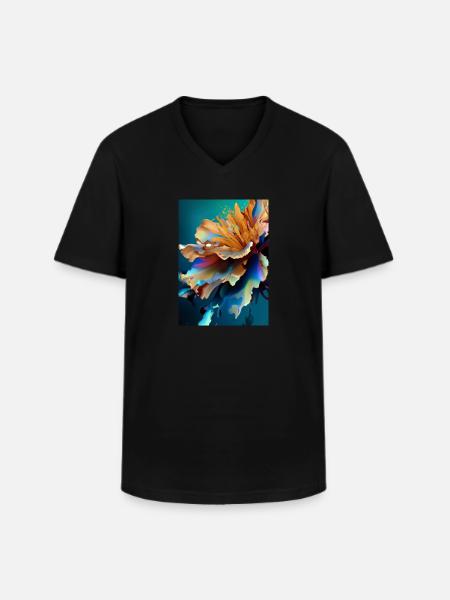 Abstrakte Blume - Männer-T-Shirt mit V-Ausschnitt - Schwarz