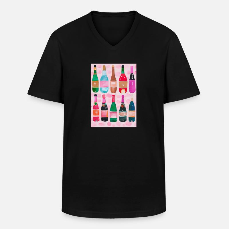 Flaschen-Muster-Malerei - Männer-T-Shirt mit V-Ausschnitt - Schwarz