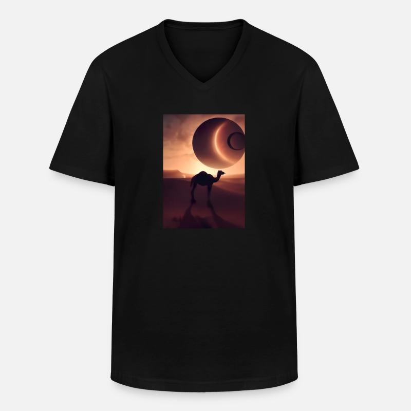 Kamel Wüstenplanet - Männer-T-Shirt mit V-Ausschnitt - Schwarz
