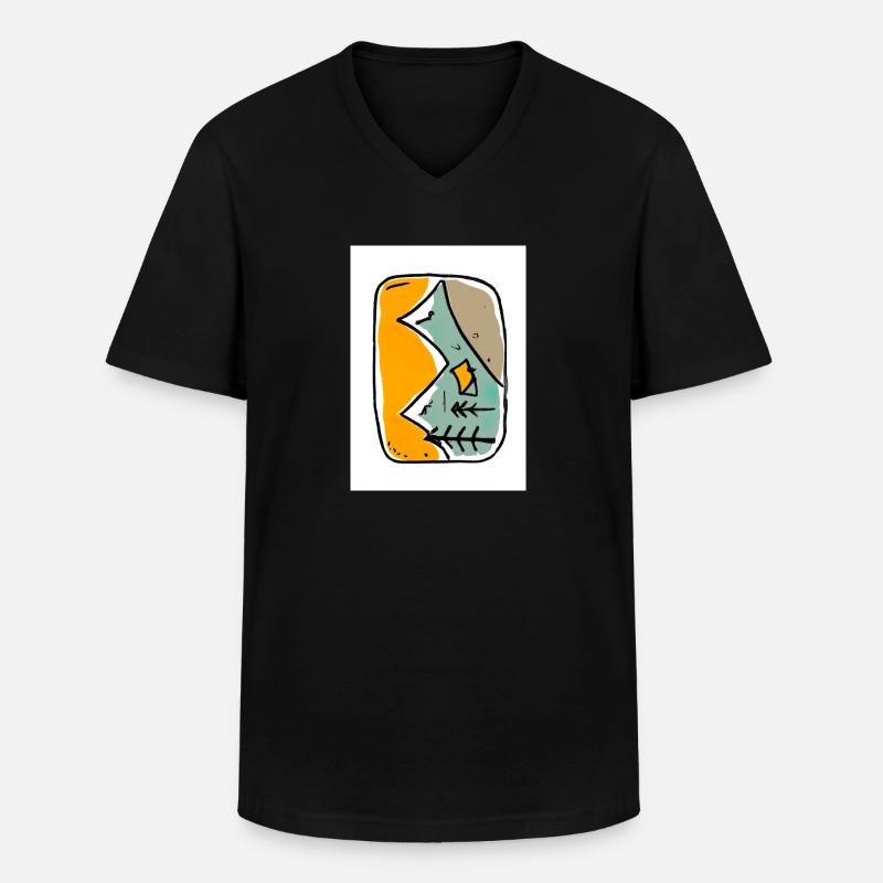 Camping Malerei - Männer-T-Shirt mit V-Ausschnitt - Schwarz