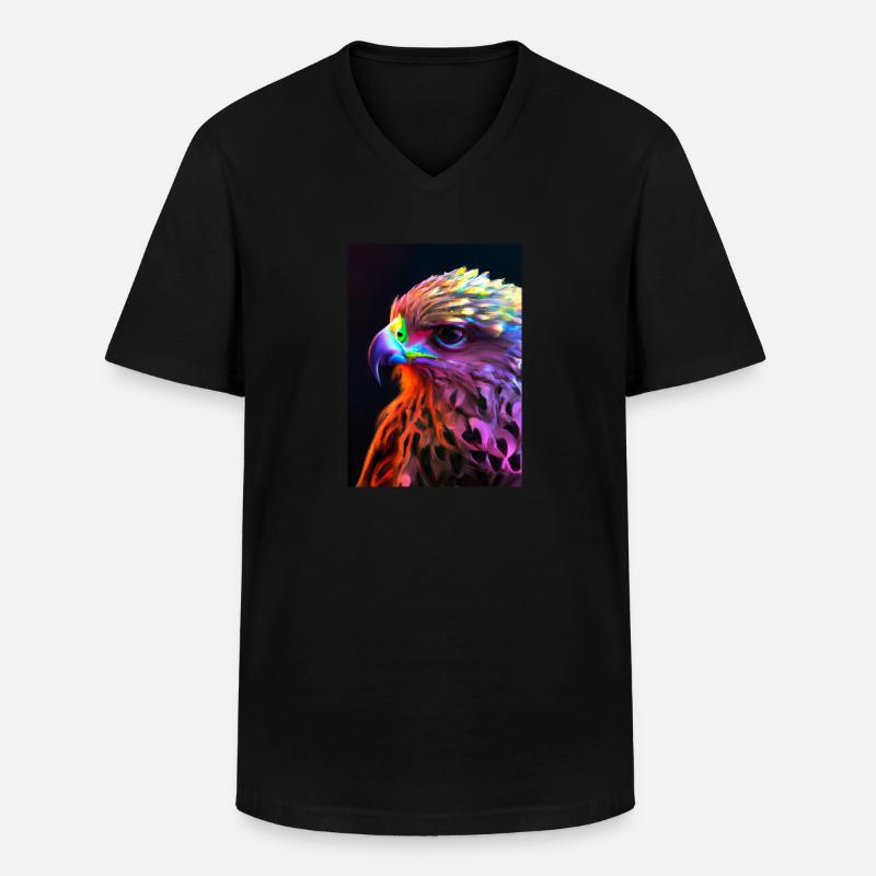 Buntes Vogelgesicht - Männer-T-Shirt mit V-Ausschnitt - Schwarz