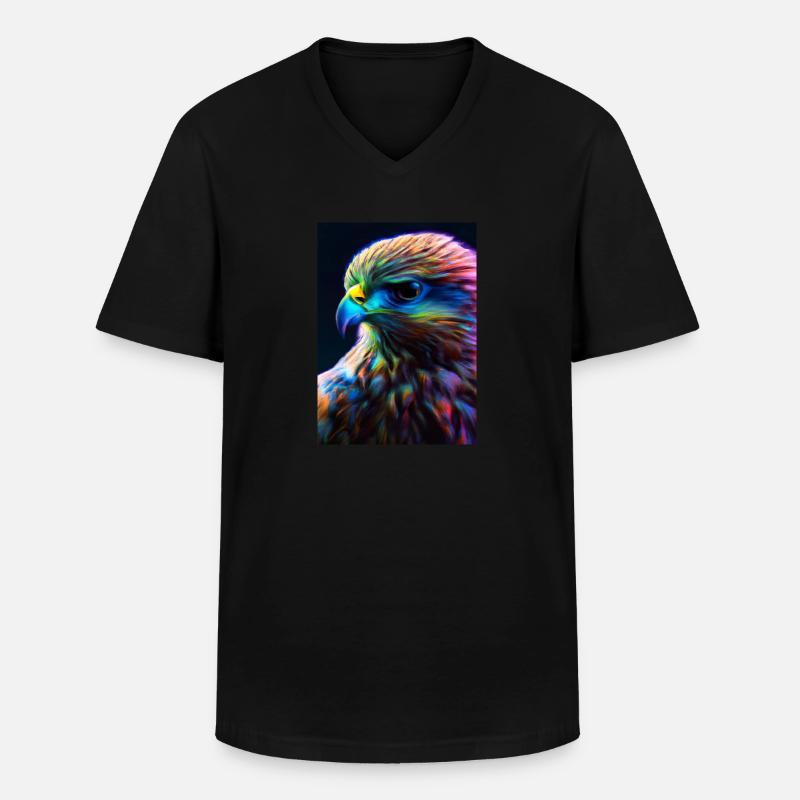 Buntes Vogelgesicht - Männer-T-Shirt mit V-Ausschnitt - Schwarz