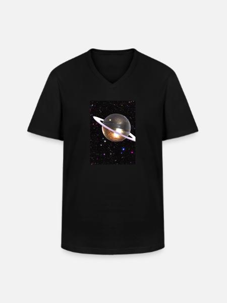 Funky Planet - Männer-T-Shirt mit V-Ausschnitt - Schwarz