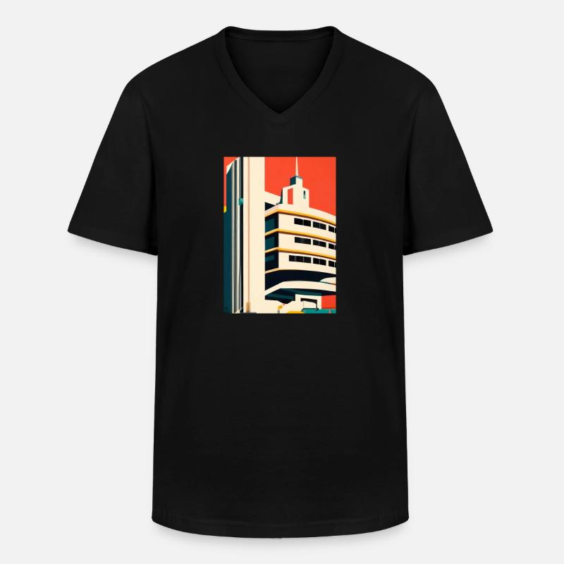Minimalistisches Stadthaus - Männer-T-Shirt mit V-Ausschnitt - Schwarz