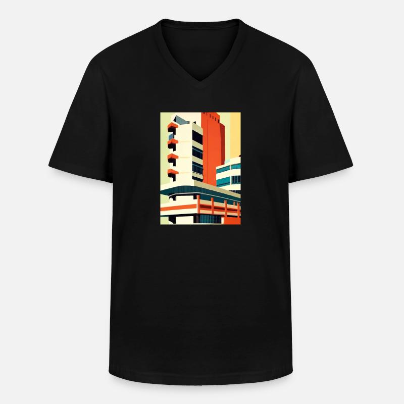 Minimalistisches Stadthaus - Männer-T-Shirt mit V-Ausschnitt - Schwarz