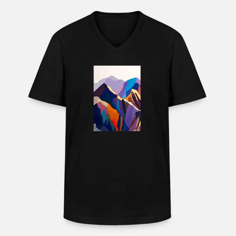 Bunte Berge - Männer-T-Shirt mit V-Ausschnitt - Schwarz