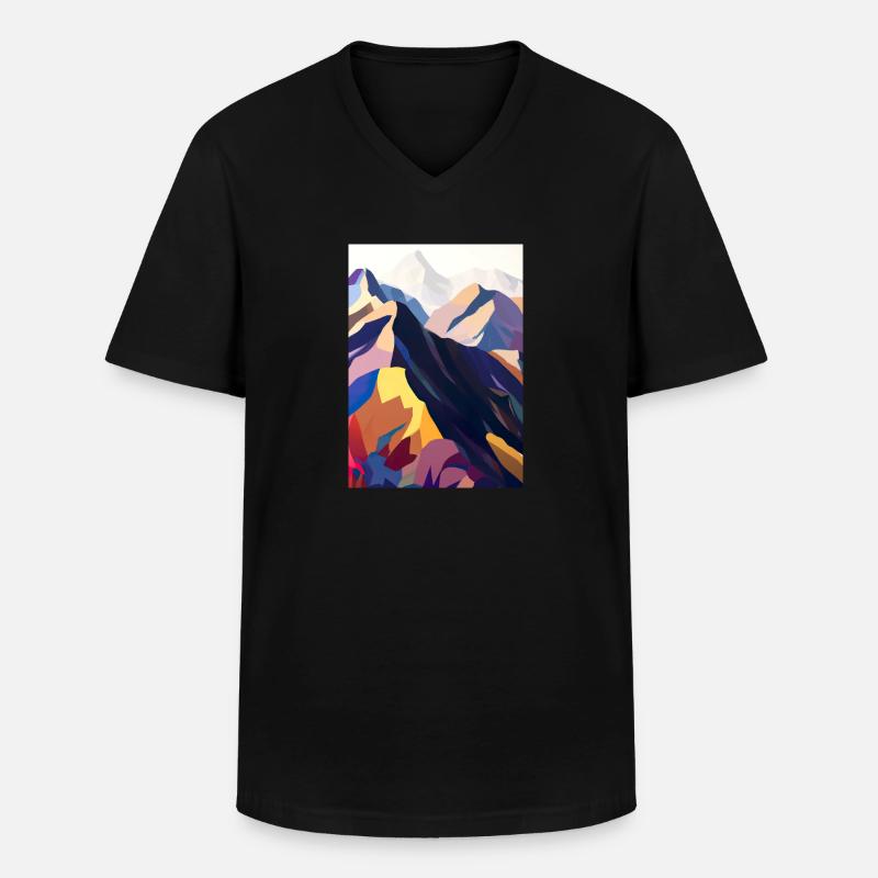 Bunte Berge - Männer-T-Shirt mit V-Ausschnitt - Schwarz