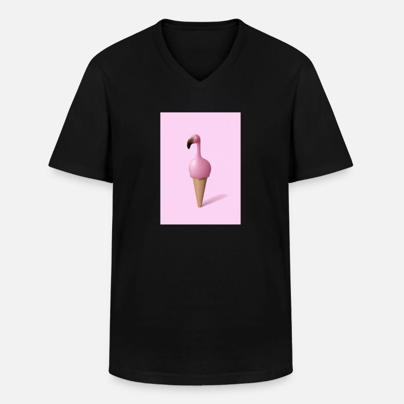 Flamingo-Eiscreme - Männer-T-Shirt mit V-Ausschnitt - Schwarz