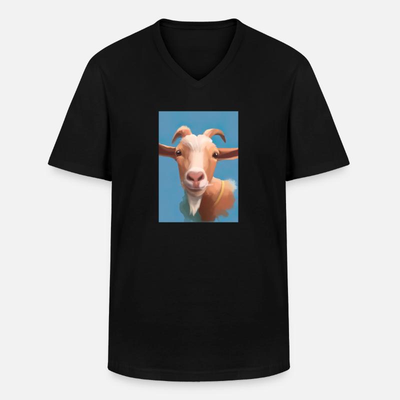 Glückliche Ziege - Männer-T-Shirt mit V-Ausschnitt - Schwarz