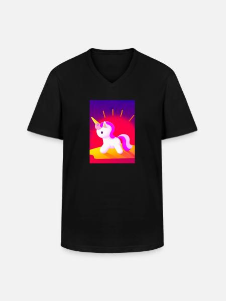 Minimales Einhorn - Männer-T-Shirt mit V-Ausschnitt - Schwarz