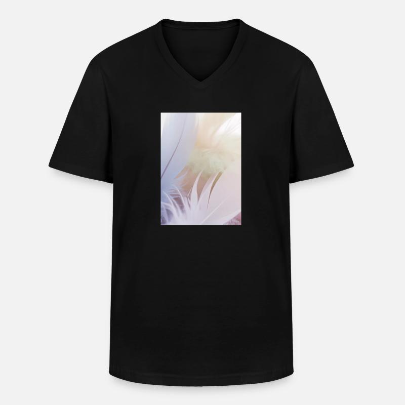 Pastellfarbene Federn - Männer-T-Shirt mit V-Ausschnitt - Schwarz