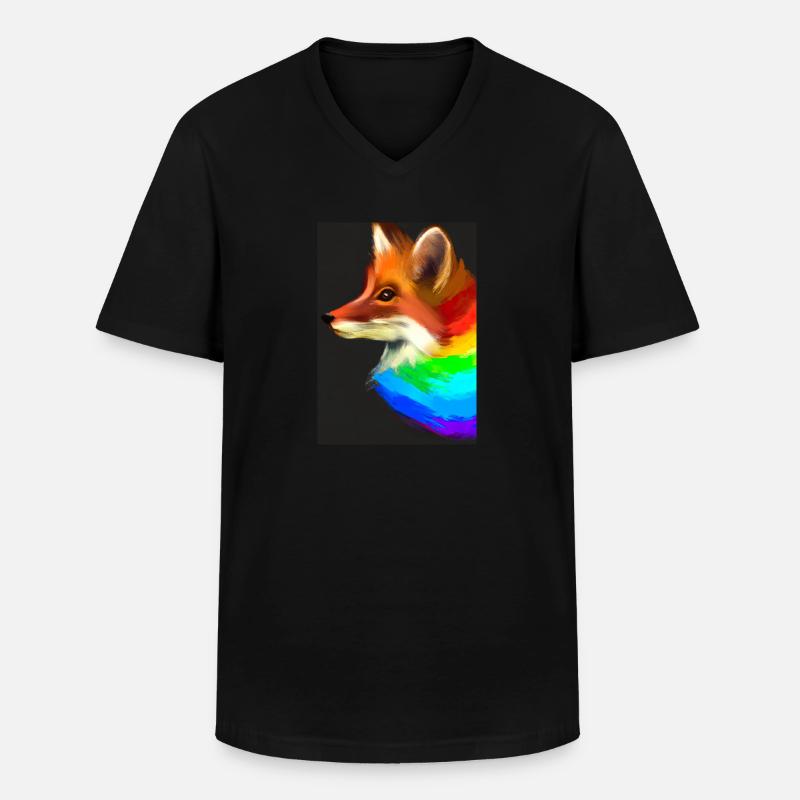 Regenbogenfuchs - Männer-T-Shirt mit V-Ausschnitt - Schwarz