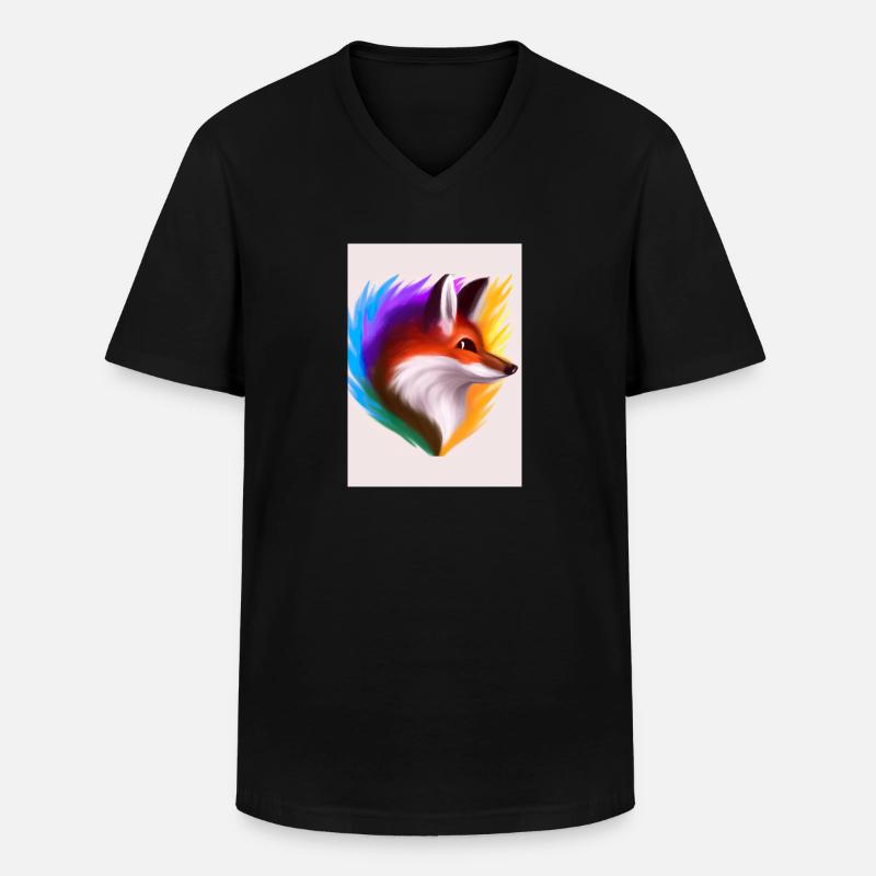 Regenbogenfuchs - Männer-T-Shirt mit V-Ausschnitt - Schwarz