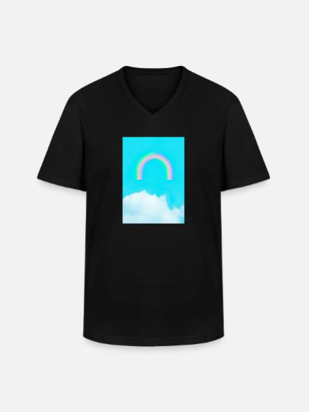 Regenbogen und Wolken - Männer-T-Shirt mit V-Ausschnitt - Schwarz