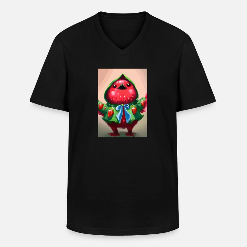 Erdbeervogel - Männer-T-Shirt mit V-Ausschnitt - Schwarz