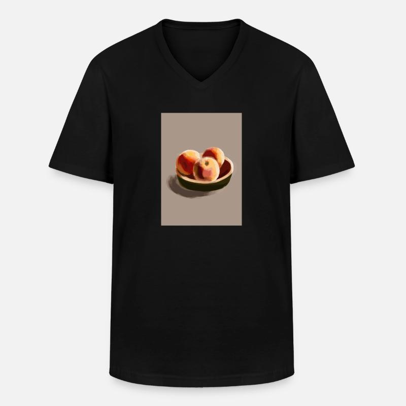 Drei Pfirsiche - Männer-T-Shirt mit V-Ausschnitt - Schwarz