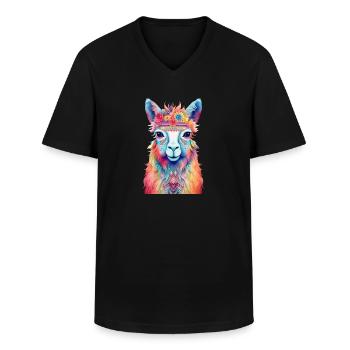 Lama - T-shirt col V Homme - noir - Devant - AI Model Male 178 dark (178cm)