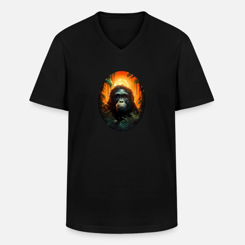 Gorilla - Männer-T-Shirt mit V-Ausschnitt - Schwarz