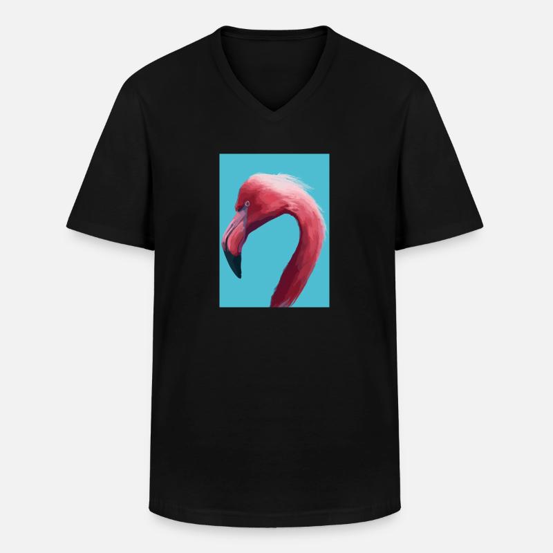 Flamingo-Kopf - Männer-T-Shirt mit V-Ausschnitt - Schwarz