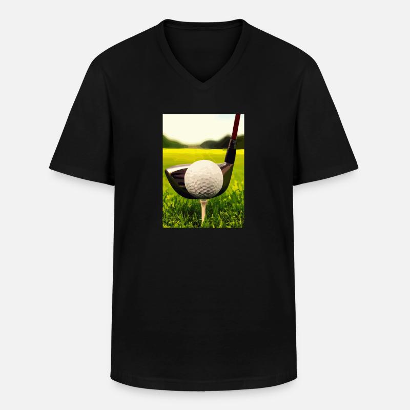 Golfball Abschlag - Männer-T-Shirt mit V-Ausschnitt - Schwarz