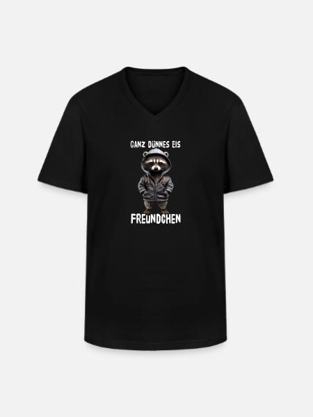 Very Thin Ice Friend Raccoon - Men's V-Neck T-Shirt - black
