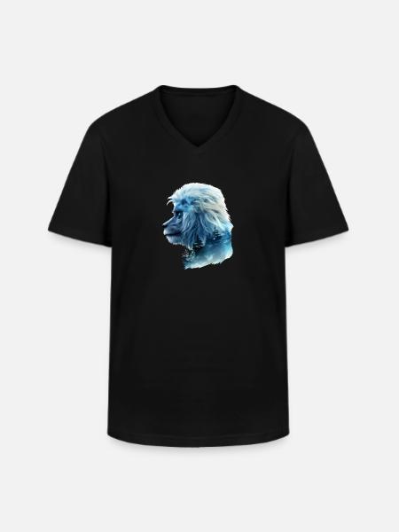 Gibbon - Männer-T-Shirt mit V-Ausschnitt - Schwarz