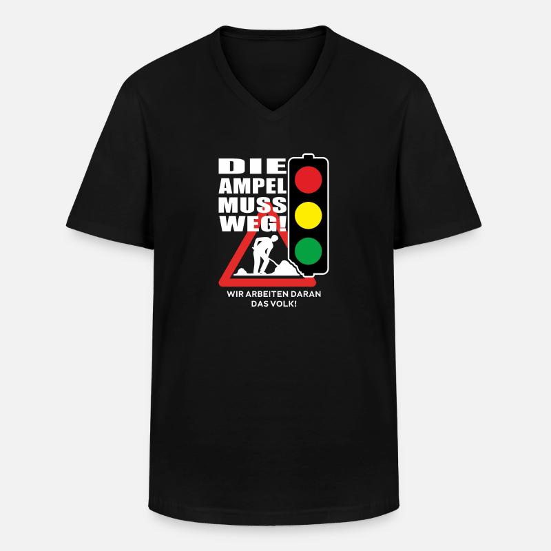 Die Ampel muss weg - Männer-T-Shirt mit V-Ausschnitt - Schwarz