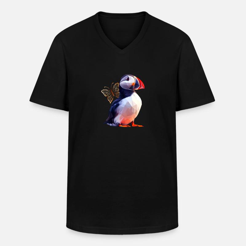 Papageientaucher - Männer-T-Shirt mit V-Ausschnitt - Schwarz