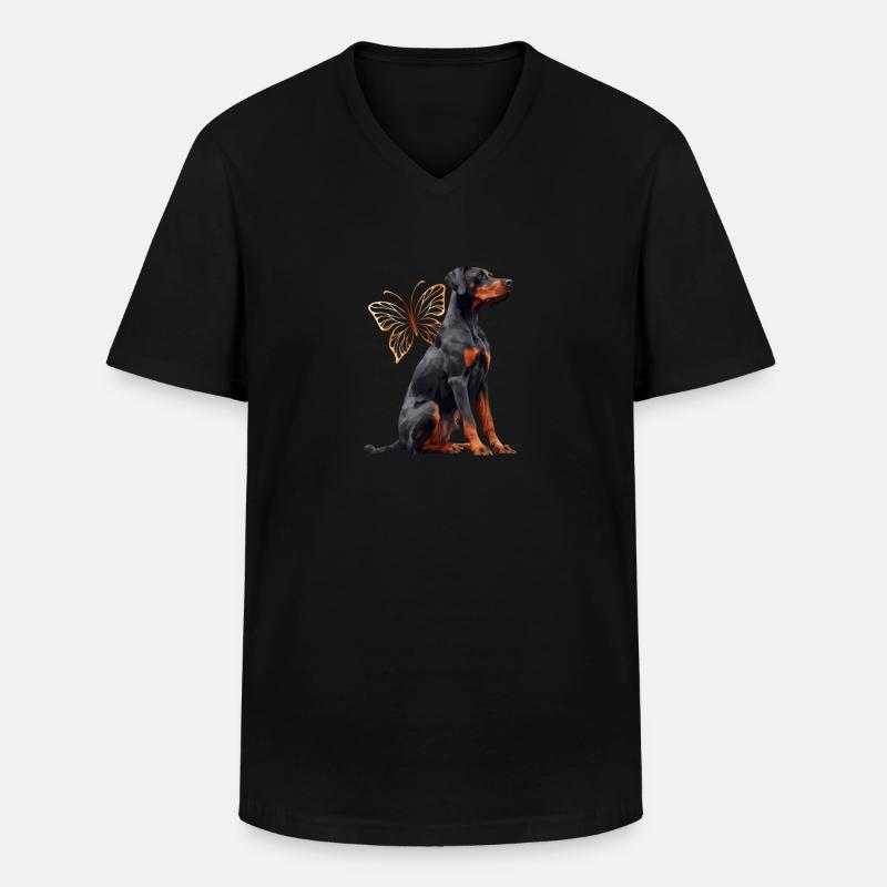Dobermann - Männer-T-Shirt mit V-Ausschnitt - Schwarz