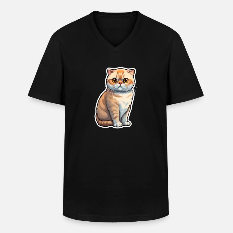 Scottish Fold Katze - Männer-T-Shirt mit V-Ausschnitt - Schwarz